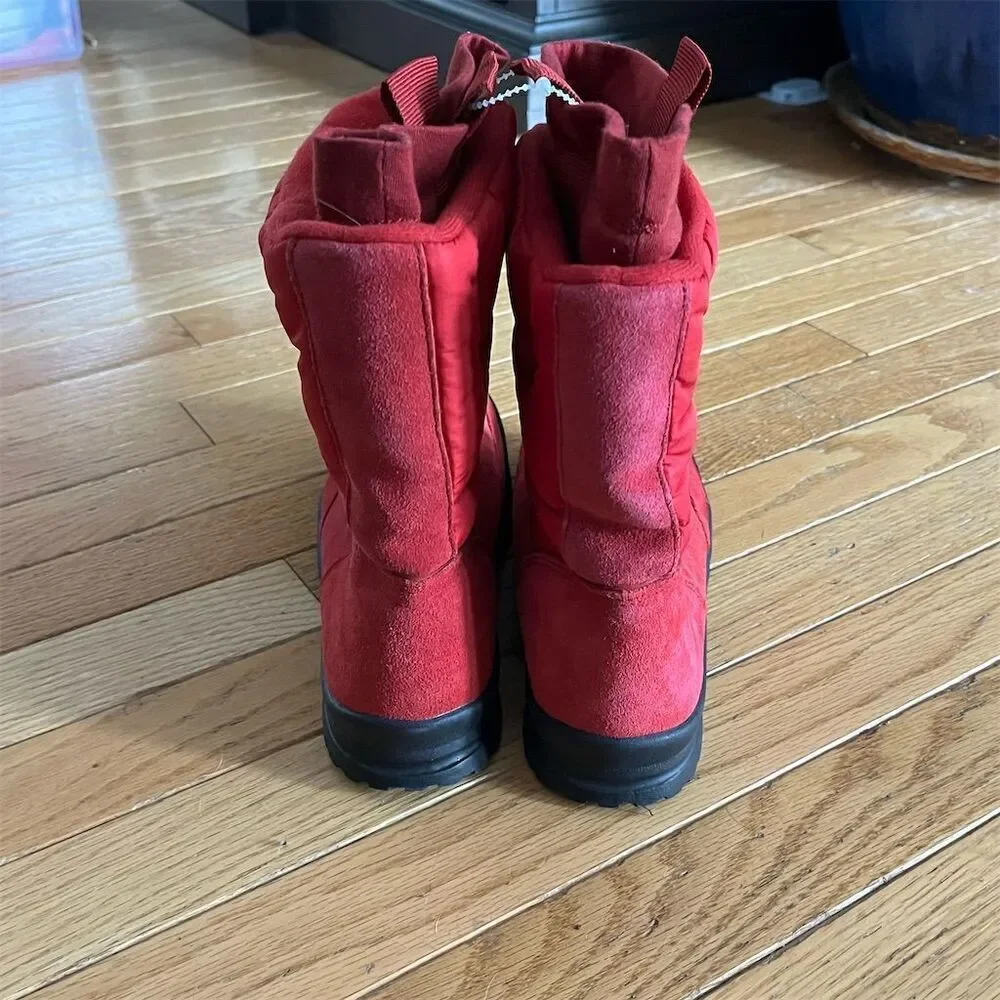 Lands' End Women's Red Suede Fleece Lined Winter Boots Size 6